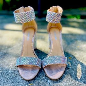 🌷Rose Gold Rhinestone Ankle Heels🌷